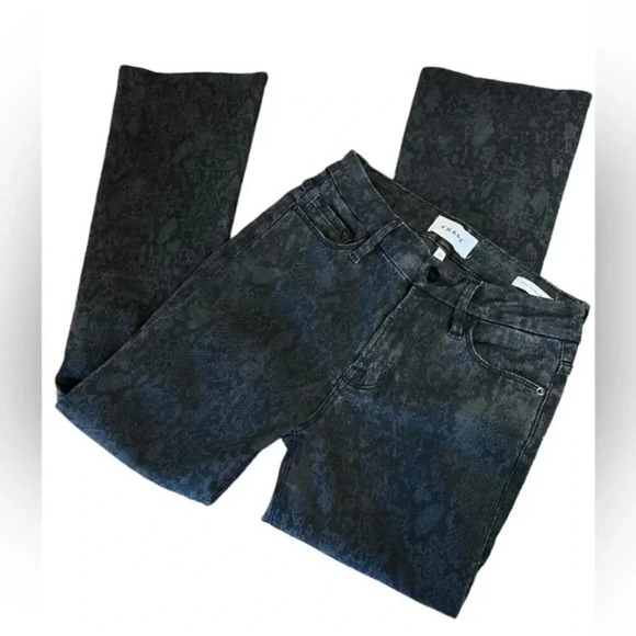 Frame Denim Pants - FRAME Denim Women's Le Crop Mini Boot Jeans Tonal Python Gray Snakeskin …